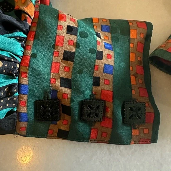 Vintage Anna Sui Multi-Colored Printed Cropped Top